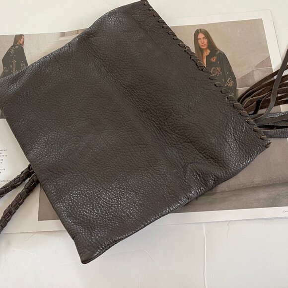 ARTISAN Pebbled Leather Brown Clutch with Petrified Wood Jasper Clasp is NWOT! - Picture 5 of 7